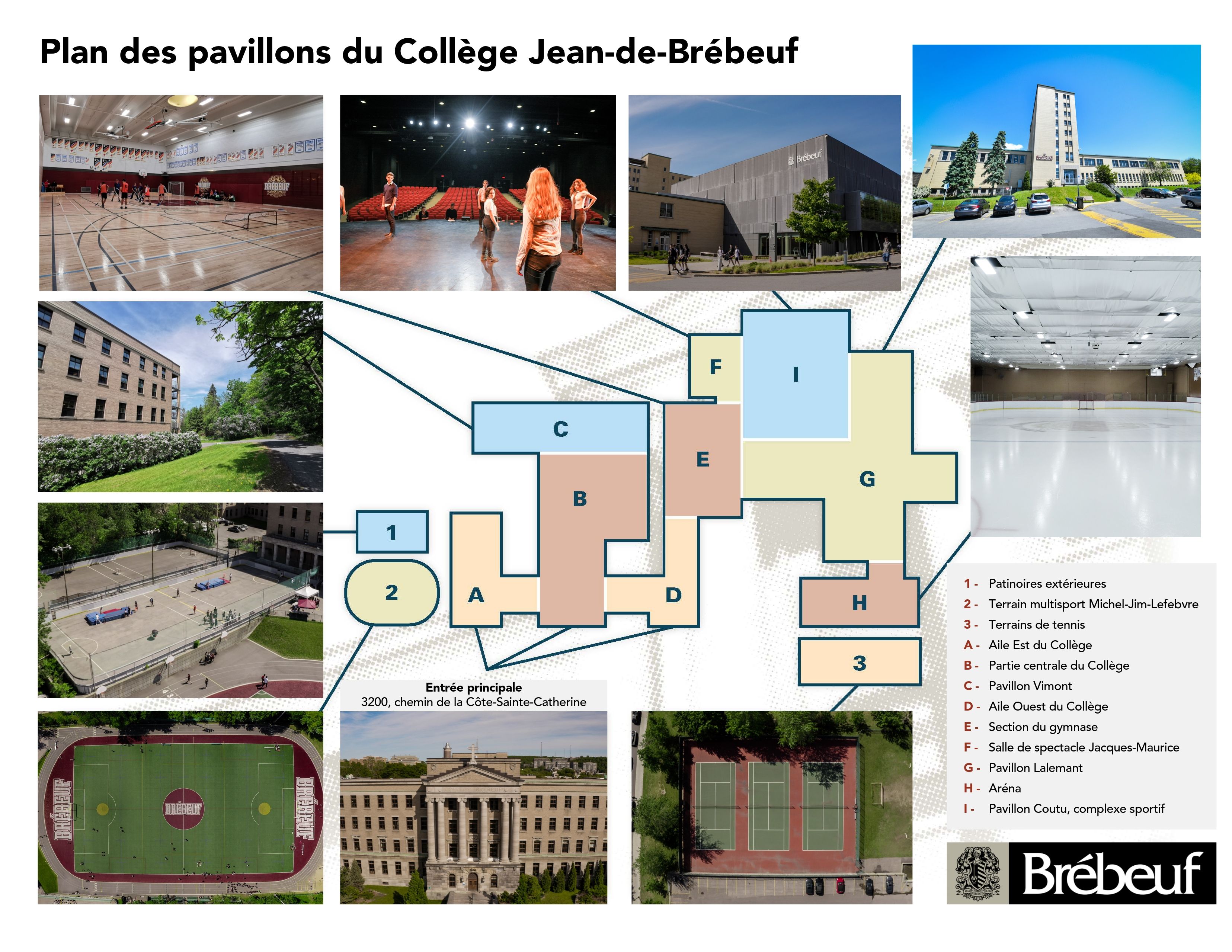 Plan des pavillons du Collège Jean-de-Brébeuf
